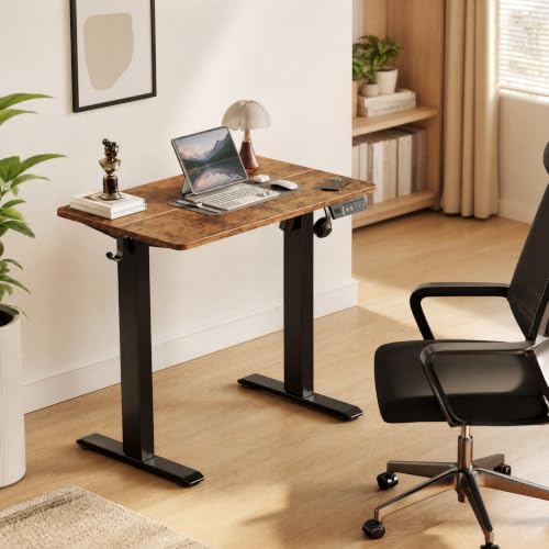 Claiks Electric Small Standing Desk, 35x20 Inch, Rustic Brown - Image 2