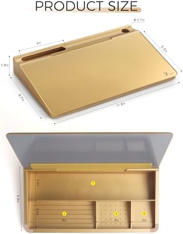 TOWON Compact Glass Desktop Whiteboard with Storage 12x7 in, Metallic Gold - Image 6