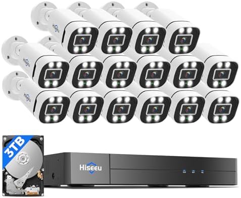 Hiseeu 16CH 3K Wired Security Camera System,16PCS 5MP CCTV Cameras by Hiseeu
