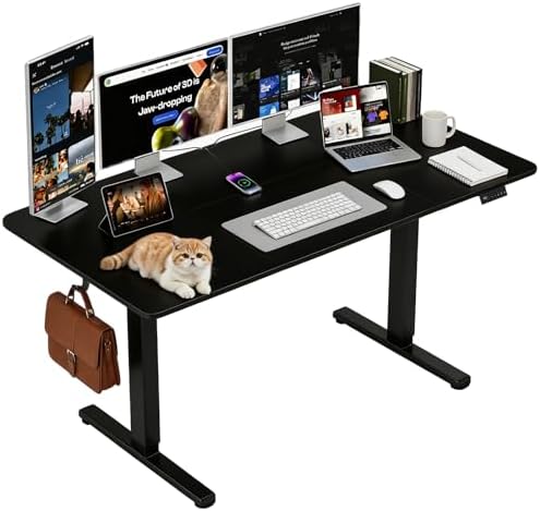 63 Inch Height Adjustable Standing Desk for Home Office, Black by Unknown