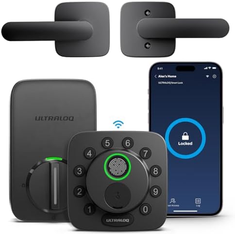 ULTRALOQ Bolt SE Keypad Door Lock with Handle, Built-in Wi-Fi, Matter Over Thread, App Remote Control, Works with Apple Home, Alexa, Google, Fingerprint Smart Locks for Front Door, Auto Lock by ULTRALOQ