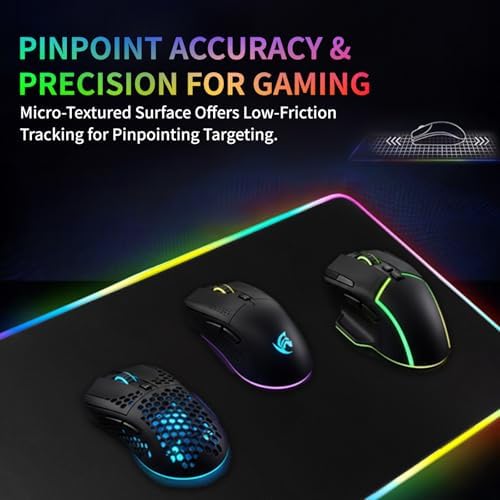 RGB Gaming Mouse Pad-14 Light Modes, Extended Soft LED Mouse Pad, Anti-Slip Rubber Base, Computer Keyboard Large Mousepad Mat, Waterproof Mousepads (31.5 * 12 Inch) - Image 4