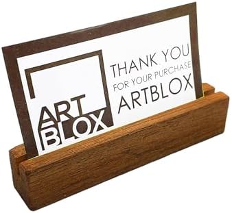 Artblox Personalized Office Desk Name Plate and Business Card Holder | Clear Acrylic Glass with Teak Wood Stand | Purple Stripe Design Customized with Your Name and Credentials Office Desk Décor - Image 4