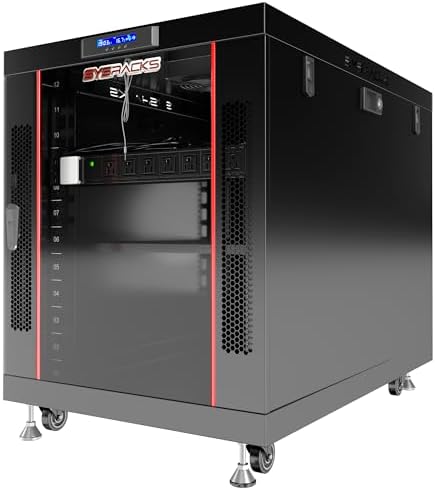 Sysracks 22U Premium Rack Mount Server 35" Depth Deep Network Cabinet, Server Rack with Fan, Removable Side Panels, Locking Glass Door Computer Cabinet Enclosure Network Rack Case PR 22.900 by SYSRACKS
