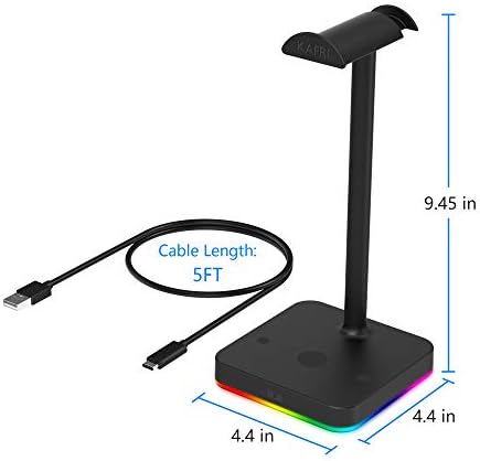 KAFRI RGB Headphone Stand with Wireless Charger Desk Gaming Headset Holder Hanger Rack with 10W/7.5W Fast Charge QI Wireless Charging Pad - Suitable for Gamer Desktop Table Game Earphone Accessories - Image 6