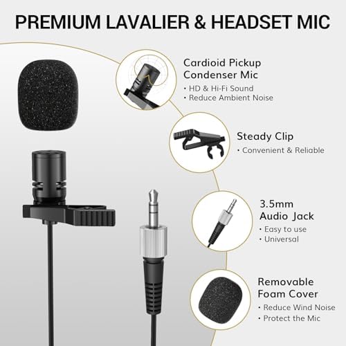 TONOR Wireless Mic System, Headset/Lavalier Lapel Mics, 0 m/295ft UHF Range - Image 4