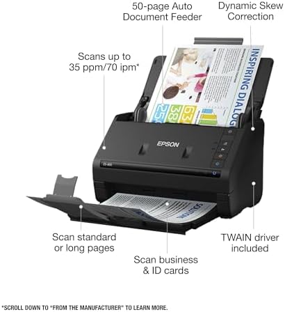 Epson Workforce ES-400 Color Duplex Document Scanner for PC and Mac, Auto Document Feeder (ADF) - Image 2