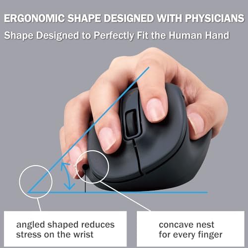 ELECOM Wireless Ergonomic Shape Mouse, 2.4GHz with Mini USB Receiver, Silent Click, Right Hand 2000DPI, 5 Buttons, Optocal Sensor, Compatible with PC, Mac, Laptop, EX-G, Lsize Black (M-XGL30DBSKBK) - Image 2