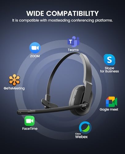 EKSA H5SE Bluetooth Headset, Wireless Headset with Microphone ENC Noise Cancellation [45hrs Playtime & 33ft Range], Wireless Business Headphones for Office/HomeOffice/Remote Work/Call Center - Image 6