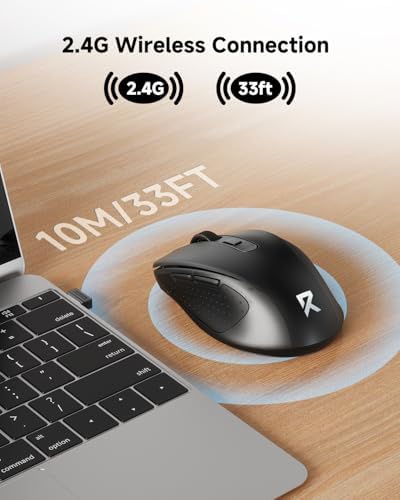 Redragon Wireless Mouse for Laptop, 2.4G Optical Computer Mouse 5-Level 4000DPI, Office Cordless USB Mice, 6 Buttons, 18 Months Battery, Portable for PC, Chromebook, Wins, Mac, Small to Medium Hand - Image 2