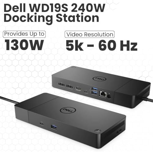 Dell WD19S Docking Station Bundle with USB-C and Dual Monitor Support - Complete Package Includes Dell WD19S Dock, 180W Power Adapter, Thunderbolt 3 & Ethernet Cable, Microfiber Cloth (Renewed) - Image 3