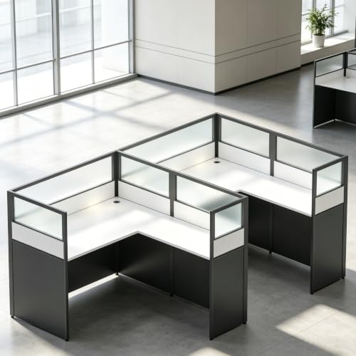 Nykto Office CubicleDesk with Mute Privacy Panels (A2 Person-S, Black) by Nykto
