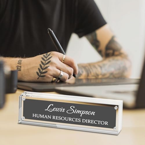 Desk Name Plate Personalized, Desk Double sided pattern Name Plate Personalized Office Desk Decor for Women and Men , Teacher Nurse Boss Employee Appreciation Gifts (transparent, fixed pattern) - Image 5