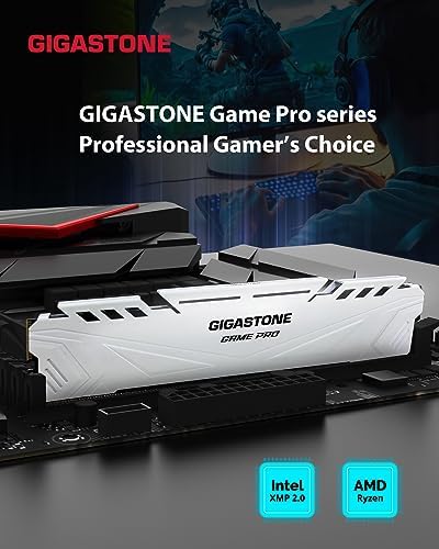 【DDR4 RAM】 GIGASTONE Game PRO 32GB Kit (2x16GB) DDR4 3200MHz PC4-25600 CL 16-18-18-40 Intel XMP 2.0 AMD Ryzen 1.35V UDIMM 288 Pin Unbuffered Non ECC High Performance Gaming Desktop Memory - White - Image 2