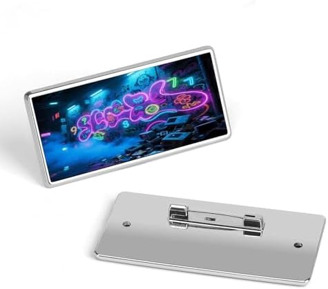 Electronic Graffiti Wall Stainless Steel Name Plate with Pin,Durable Personalized Name Tags,Name Badge for Business Work Lable Sign 1.4 * 2.8 in - Image 3