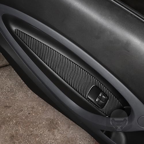 Car Window Lift Switch Control Button Armrest Panel Decoration Cover Sticker Real 3K Black Carbon Fiber Trim Compatible with Benz Smart 2016 2017 2018 2019 2020 2021 Auto Interior Accessories - Image 3