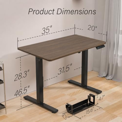 Kingant Standing Desk, 35x20 Inch Electric Height Adjustable Computer Desk - Image 3
