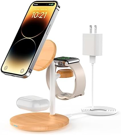 3 in 1 Magnetic Wireless Charging Station for Apple Devices,15W for Magsafe by XooFly
