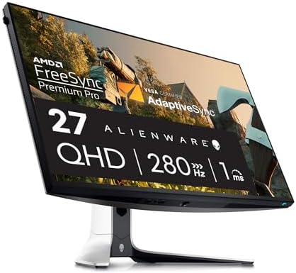 Alienware AW2723DF Gaming Monitor - 27-inch (2560 x 1440) 240Hz Display (DP 1.4), 1ms Response Time, NVIDIA G-Sync, Preset OSD Modes, Height/Tilt/Swivel/Pivot Adjustability - Lunar Light by Alienware