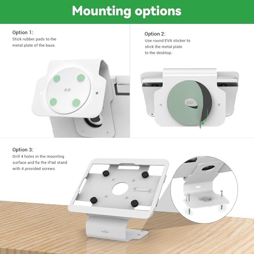 Kiosk POS Tablet Stand Compatible with iPad 10 gen 10.9 inch, 11"(A16), air 4 5 10.9", Pro 11" 1st 2nd 3rd 4th gen., iPad air 11", Retail Stand with 360° Swivel Base, White, BSC101WS - Image 6