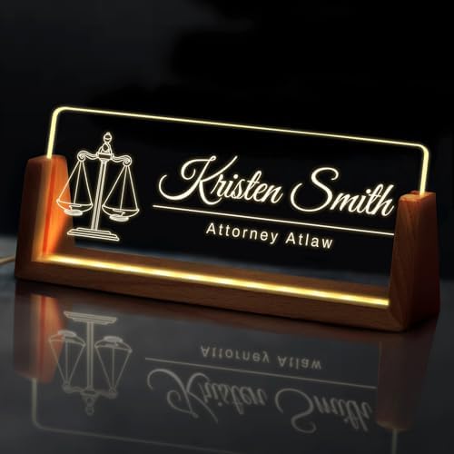 Custom Light Up Name Plate for Desk, Desk Name Plate Personalized with Logo, Employee Appreciation Gift, Personalized Office Gifts for Boss Coworkers Teacher, Office Decor for Women Men (Lawyer Styles) by EOBIBIFUN