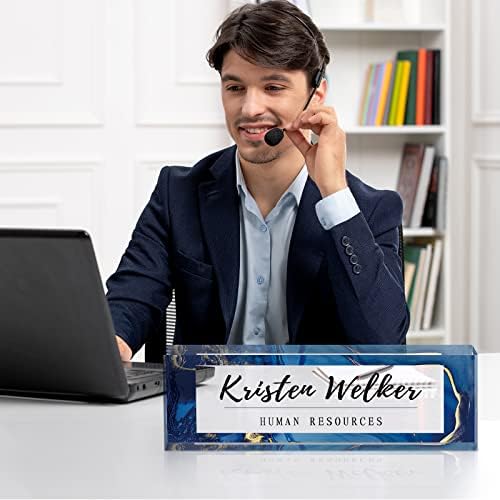 Gowelly Office Desk Name Plate Personalized |Custom Name Plates for Desk| Custom Employee Appreciation Gifts | Office Gifts for Women, Boss, Employee, Teacher, Social Worker-Blue - Image 3