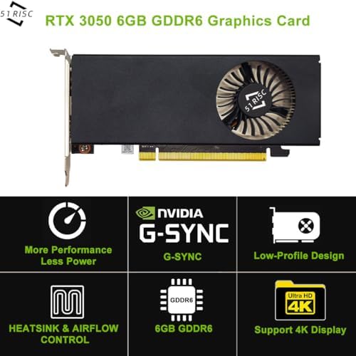51RISC GeForce RTX 3050 LP Graphics Card, Low Profile 6GB GDDR6 Small Form Factor Video Card for Gaming 8K Display Desktop/Mini PC SFF Video Card (RTX 3050 6GB- Low Profile) - Image 2