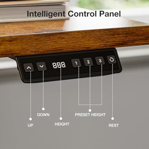 Muvai 71" L Shaped Standing Desk with Cable Tray, Reversible,Rustic Brown - Image 5