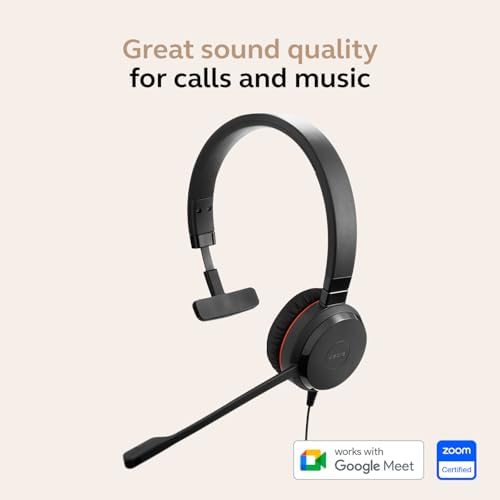 Jabra Evolve 20 SE Wired Single-Ear Headset with Microphone for Work, USB-A and USB-C Wired Headphones, Works with Online Meeting Platforms, Connects to Laptops, iPhone & Android Devices - Image 3