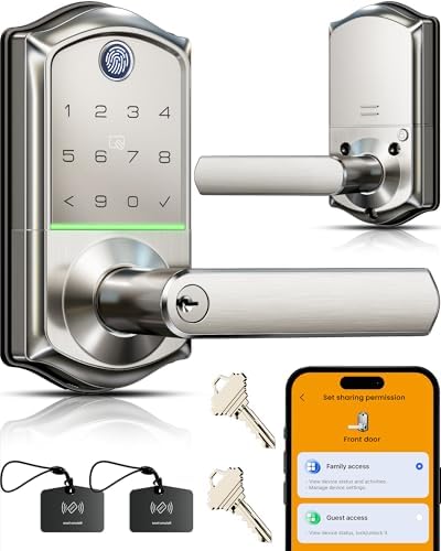 Veise VE019 Smart Lever Lock, Keypad Door Knob with Handle, Satin Nickel by Veise
