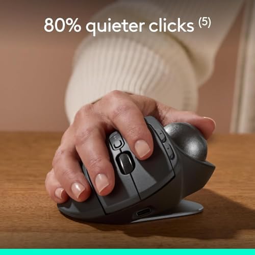 Logitech MX Ergo S Wireless Trackball Mouse, 2.4 dpi Laser Sensor, 6 Programmable Buttons, 4-Way Scroll Wheel for PC/MAC Bundle with Mouse Pad (Black) + Microfiber Cleaning Cloth - Image 7