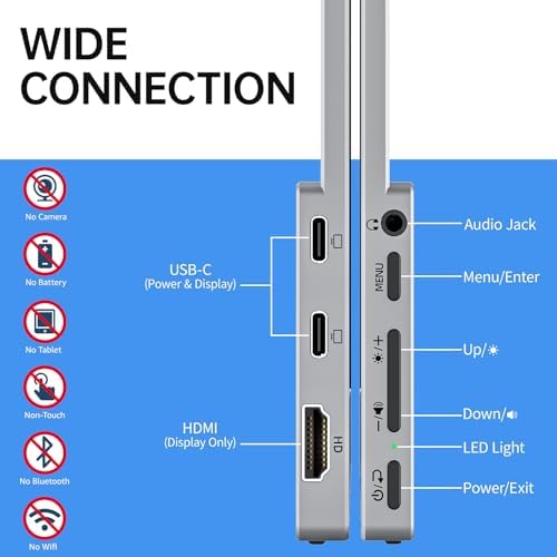 VisionOwl Portable Monitor 15.6 Inch 1080P FHD 85% sRGB Second Screen, USB-C HDMI HDR External Travel Monitor for Laptop PC MacBook PS5 Xbox, VESA Mountable, with Speakers, Cover Stand, Silver - Image 6
