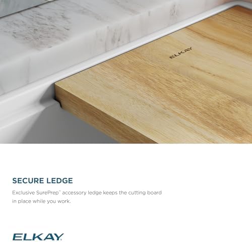 Elkay ELXRU13322W Quartz Luxe 33" Undermount Single Basin Quartz Composite Workstation Kitchen Sink with Basin Rack, Colander and Cutting Board - Sandstone - Image 3