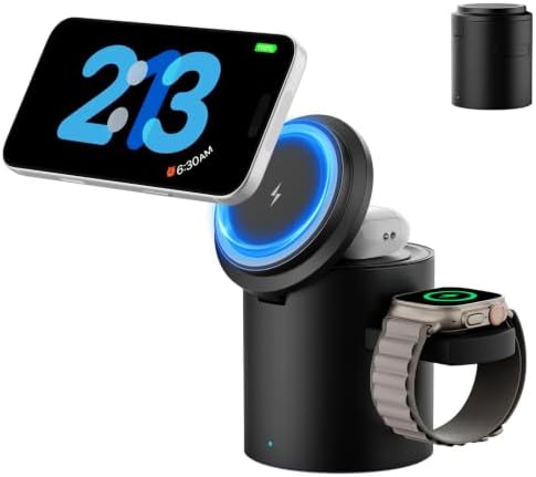 Foldable Magnetic 3 in 1 Wireless Charger Stand for iPhone Watch AirPods by Unknown