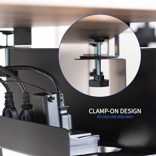 VIVO Black Clamp-on 17 in Cable Management Tray, DESK-CM6L-B - Image 5