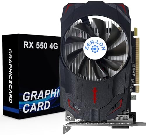 ZER-LON Radeon RX 550 4GB Graphics Card, GDDR5 128 Bit PCIE 3.0 Computer Gaming Gpu, 1183MHz Video Card with HDMI/DP/DVI Ports Support 4K by ZER-LON