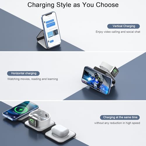 3 in 1 Wireless Charging Station for Apple,Foldable Magnetic Travel Charger - Image 2