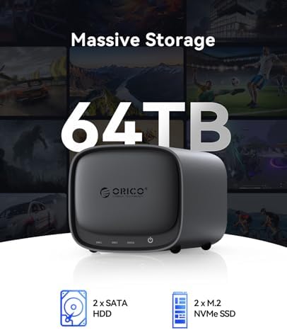 ORICO Network Attached Storage, Link Sharing & Remote Access, AI Albums & 4K Media Library, HDD Slot * 2, M.2 NVMe SSD Slot * 2, 2.5 GbE * 2, MetaBox NAS Storage, HS200-2 Bay (Diskless) - Image 3