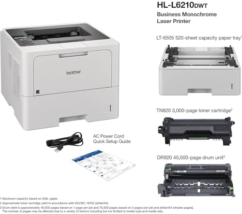 Brother Business Monochrome Laser Printer White HLL6210DWT Bundle Genuine Super High Yield Toner Cartridge Black - Image 4