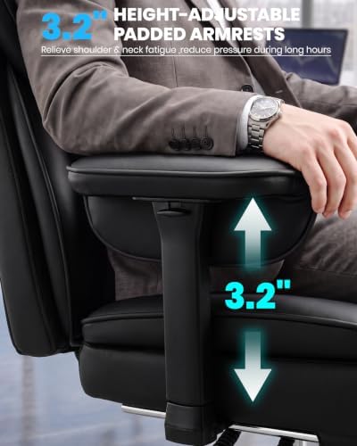 Office Chair, Big and Tall Executive Chair with Adjustable Lumbar Support - Image 6