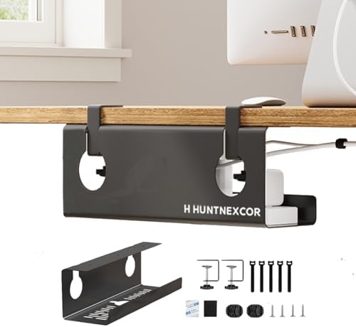 Under Desk Cable Management Tray No Drill, 17" Cable Organizer with Clamp by Unknown