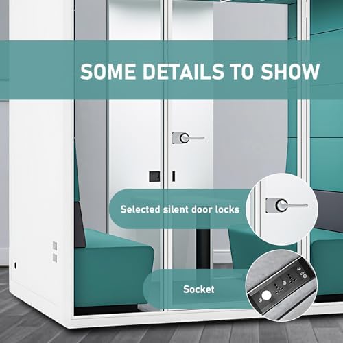 Office Sound Booth with Audio Privacy - Soundproof Proof Booth Includes Superimposed Interior Design,Sound Room Include Socket,Fans,Light for Study (Blue, 90IN) - Image 6
