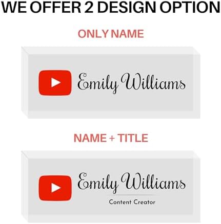 Customized Clear Acrylic Thick 8x3" Desk Name Plate Block with Personalized Logo - Professional Office Decor - Customized Acrylic Plate Gift for Teacher Co-workers (Logo (Clear Background)) - Image 3