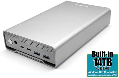 Avolusion PRO-G1 Series 14TB USB 3.2 Gen 2 (10Gbps) USB-C External Hard Drive w/USB HUB for Windows or MacOS Desktop PC/Laptop (Silver) (Renewed) - Image 2