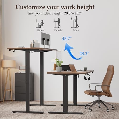 Klicelor 60 Inch Large Electric Standing Desk, Height Adjustable Office Desk, Sit Stand Up Computer Gaming Desk with Memory Preset, Two-Piece Desktop, Rustic Brown - Image 6