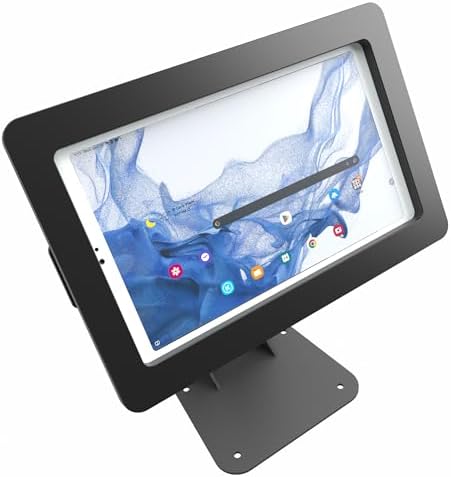 Anti-Theft Acrylic Case with 360 Rotate 180 Swivel Metal Desktop Stand & 90-Degree USB C Cable for Samsung Galaxy TAB A9 A11 8.7" Tablet (Black) by TABcare