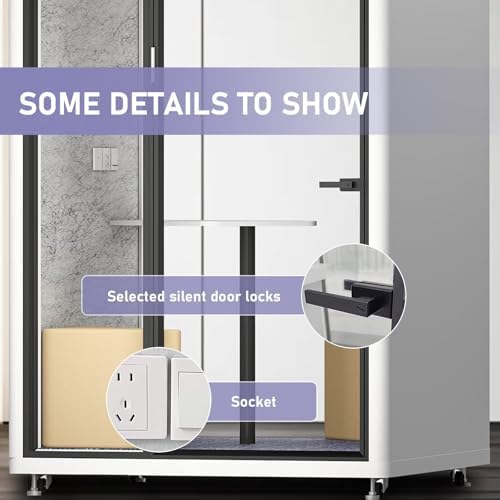 Office Pod Booth with Audio Privacy - Portable Soundproof Booth with White Modern Style,Outdoor Office Pod with Light,Ventilation,Socket for Game,Private Chat Room,Independent Office(59.05IN) - Image 6