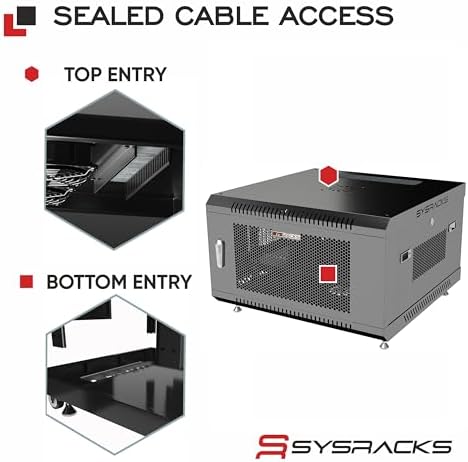 Sysracks 6U Wall Mount Server Rack, 24" Deep, Mesh Door, 19-Inch - Image 4