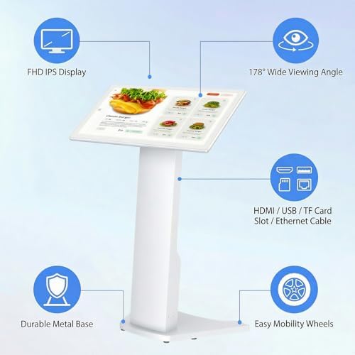 21.5 inch Touch Screen Self Service Kiosk, Floor Standing Digital Signage Display, FHD Android Interactive Information Kiosk for Retail Stores, Restaurants, Shopping Mall Wayfinding, Advertising - Image 2