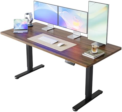 HUANUO 71x30 Inch Electric Standing Desk, Height Adjustable, Black Walnut by HUANUO